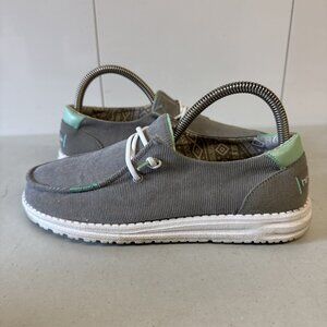 Hey Dude Wendy Corduroy Womens Size 8 Glacier Gray Teal Athletic Slip On Shoes